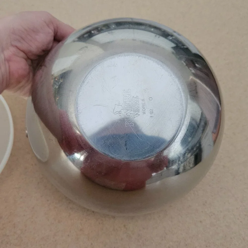 RARE VINTAGE REVERE WARE STAINLESS STEEL O RING MIXING STORAGE BOWL & LID